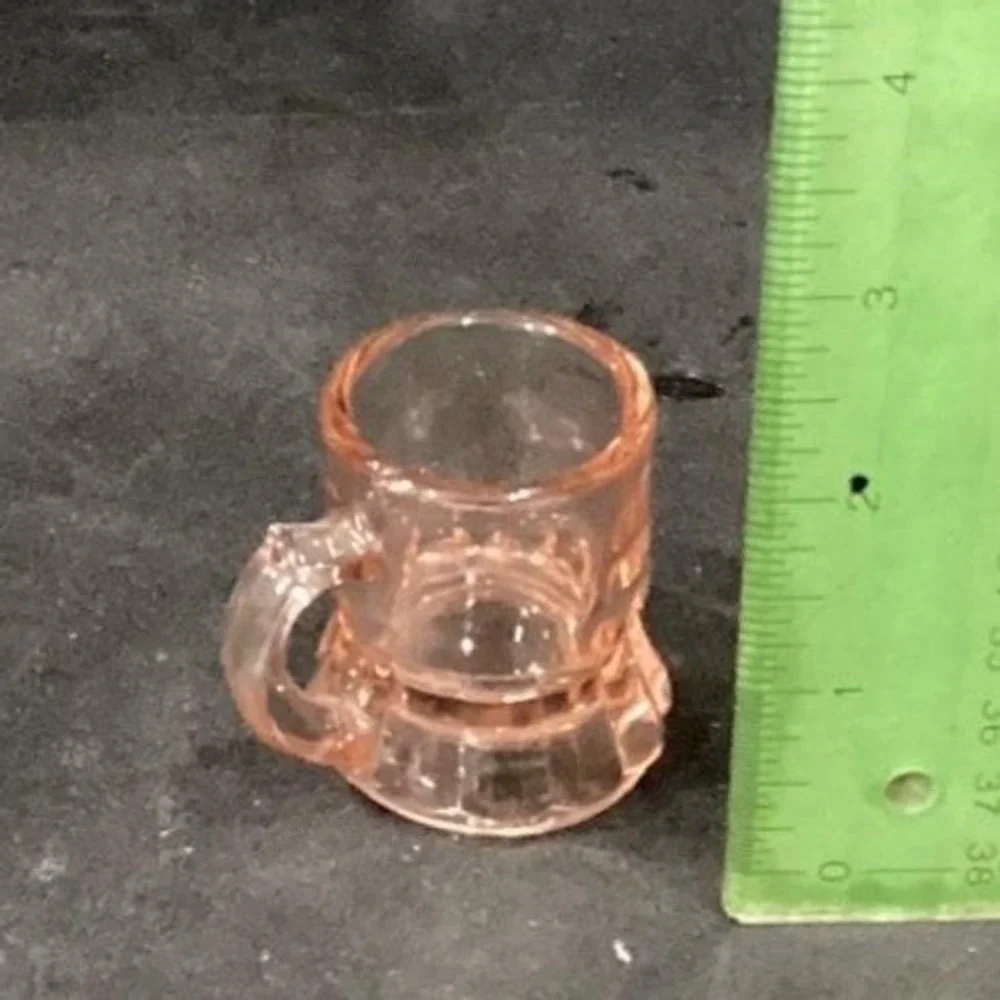 Federal Glass Pink Mini Shot Glasses, Set of 2, Depression Era Toothpick Holders